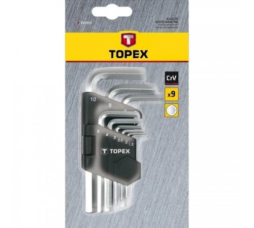 Набір інструментів Topex ключі шестигранні HEX 1.5-10 мм, 9 шт. (35D955) Набір інструментів Topex ключі шестигранні HEX 1.5-10 мм, 9 шт. (35D955)
