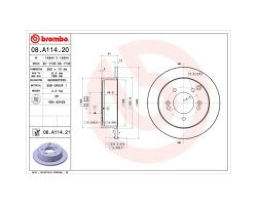 Тормозной диск Brembo 08.A114.20