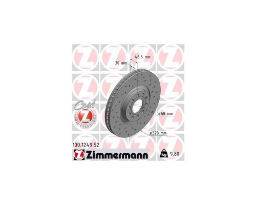 Тормозной диск ZIMMERMANN 100.1249.52 Тормозной диск ZIMMERMANN 100.1249.52