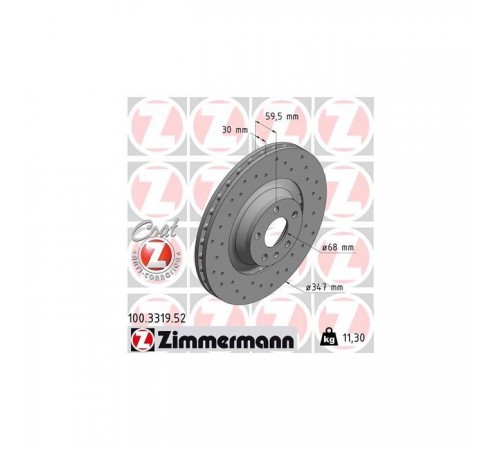 Гальмівний диск ZIMMERMANN 100.3319.52 Гальмівний диск ZIMMERMANN 100.3319.52