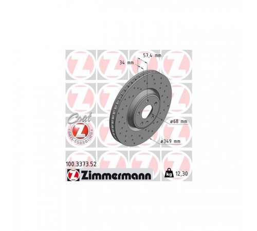 Гальмівний диск ZIMMERMANN 100.3373.52 Гальмівний диск ZIMMERMANN 100.3373.52