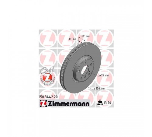 Гальмівний диск ZIMMERMANN 150.3442.20 Гальмівний диск ZIMMERMANN 150.3442.20