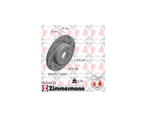 Тормозной диск ZIMMERMANN 150.3484.55 Тормозной диск ZIMMERMANN 150.3484.55