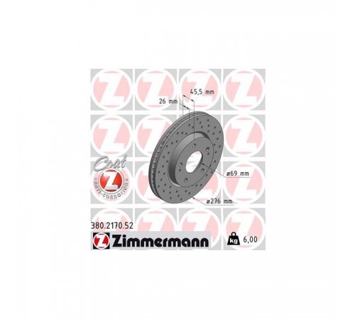 Гальмівний диск ZIMMERMANN 380.2170.52 Гальмівний диск ZIMMERMANN 380.2170.52