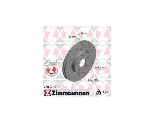 Тормозной диск ZIMMERMANN 430.2615.52 Тормозной диск ZIMMERMANN 430.2615.52