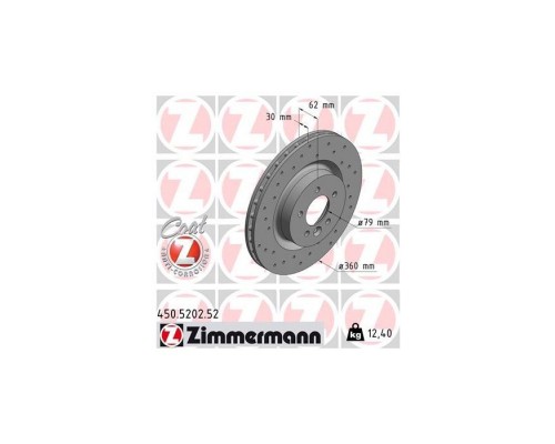 Тормозной диск ZIMMERMANN 450.5202.52 Тормозной диск ZIMMERMANN 450.5202.52