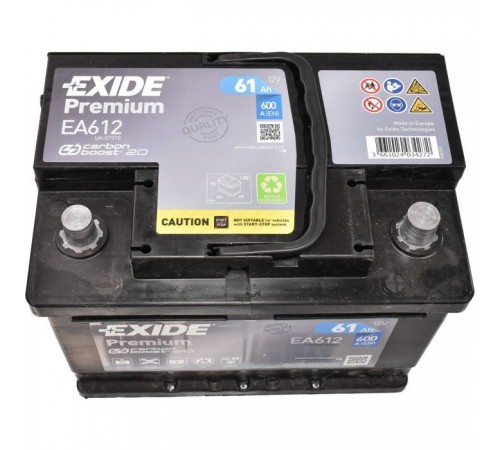 Акумулятор автомобільний EXIDE PREMIUM 61A (EA612)