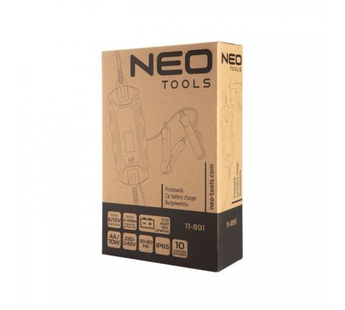 Зарядное устройство для автомобильного аккумулятора Neo Tools 4A/70Вт, 3-120Ah, для кислотных/AGM/GEL (11-891) Зарядное устройство для автомобильного аккумулятора Neo Tools 4A/70Вт, 3-120Ah, для кислотных/AGM/GEL (11-891)