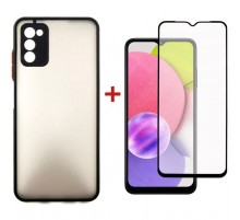 Чохол до мобільного телефона Dengos Kit for Samsung Galaxy A03s case + glass (Black) (DG-KM-24)