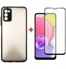 Чохол до мобільного телефона Dengos Kit for Samsung Galaxy A03s case + glass (Black) (DG-KM-24)