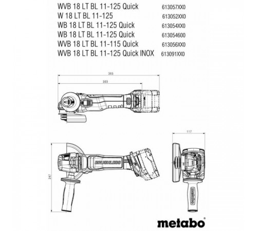 Шліфувальна машина Metabo Шліфмашина кутова акумуляторна Metabo WVB 18 LT BL 11-125 Quick 125мм (613057660) Шліфувальна машина Metabo Шліфмашина кутова акумуляторна Metabo WVB 18 LT BL 11-125 Quick 125мм (613057660)