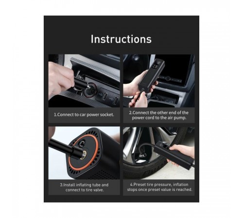 Автомобільний компресор Baseus Super Mini Inflator Pump Black (CRCQ000001) Автомобільний компресор Baseus Super Mini Inflator Pump Black (CRCQ000001)