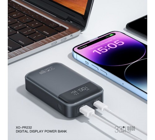 Батарея универсальная XO 10000mAh, PD/30W, QC/22.5W, PPS/33W, black (PR232_Black) Батарея универсальная XO 10000mAh, PD/30W, QC/22.5W, PPS/33W, black (PR232_Black)