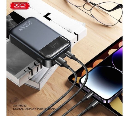 Батарея универсальная XO 10000mAh, PD/30W, QC/22.5W, PPS/33W, black (PR232_Black) Батарея универсальная XO 10000mAh, PD/30W, QC/22.5W, PPS/33W, black (PR232_Black)