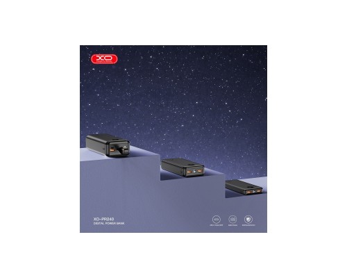 Батарея універсальна XO 30000mAh, PD/20W, QC/22.5W, with light, black (PR240_Black) Батарея універсальна XO 30000mAh, PD/20W, QC/22.5W, with light, black (PR240_Black)