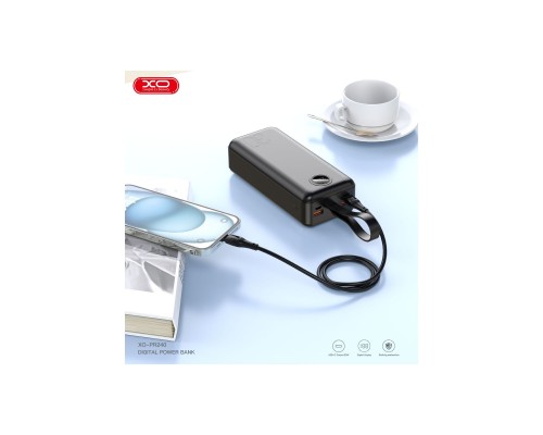 Батарея універсальна XO 30000mAh, PD/20W, QC/22.5W, with light, black (PR240_Black) Батарея універсальна XO 30000mAh, PD/20W, QC/22.5W, with light, black (PR240_Black)