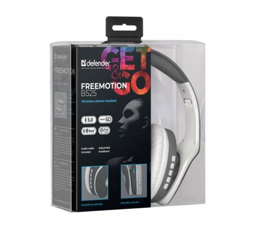 Наушники Defender FreeMotion B525 Bluetooth Gray-White (63527) Наушники Defender FreeMotion B525 Bluetooth Gray-White (63527)