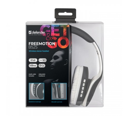 Наушники Defender FreeMotion B525 Bluetooth Gray-White (63527) Наушники Defender FreeMotion B525 Bluetooth Gray-White (63527)