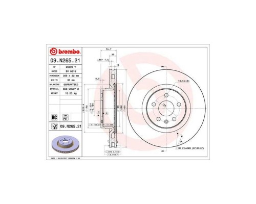 Гальмівний диск Brembo 09.N265.21