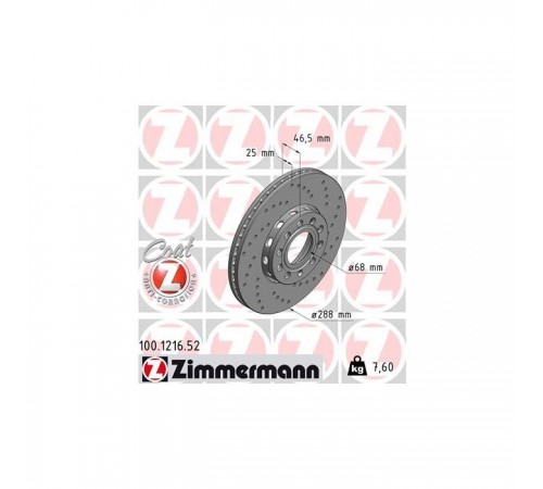 Гальмівний диск ZIMMERMANN 100.1216.52 Гальмівний диск ZIMMERMANN 100.1216.52
