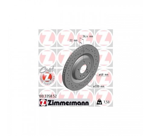 Гальмівний диск ZIMMERMANN 100.3358.52 Гальмівний диск ZIMMERMANN 100.3358.52