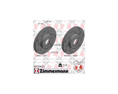 Тормозной диск ZIMMERMANN 150.1298.53 Тормозной диск ZIMMERMANN 150.1298.53
