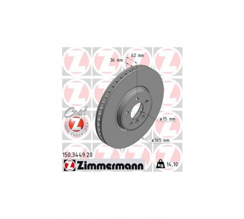 Гальмівний диск ZIMMERMANN 150.3449.20 Гальмівний диск ZIMMERMANN 150.3449.20