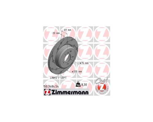Тормозной диск ZIMMERMANN 150.3484.54 Тормозной диск ZIMMERMANN 150.3484.54