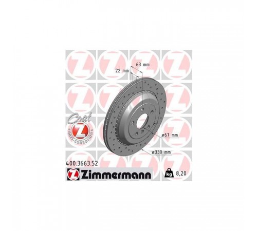 Гальмівний диск ZIMMERMANN 400.3663.52 Гальмівний диск ZIMMERMANN 400.3663.52