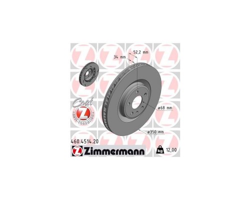 Гальмівний диск ZIMMERMANN 460.4514.20 Гальмівний диск ZIMMERMANN 460.4514.20