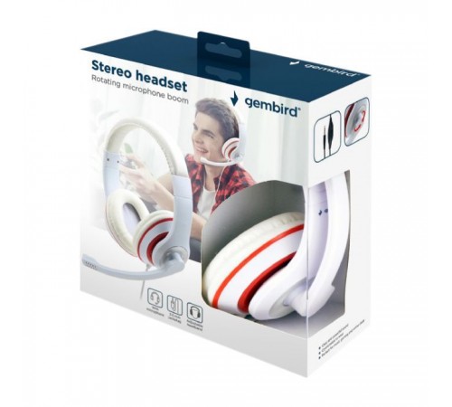 Наушники Gembird MHS-03 White/Red (MHS-03-WTRD) Наушники Gembird MHS-03 White/Red (MHS-03-WTRD)