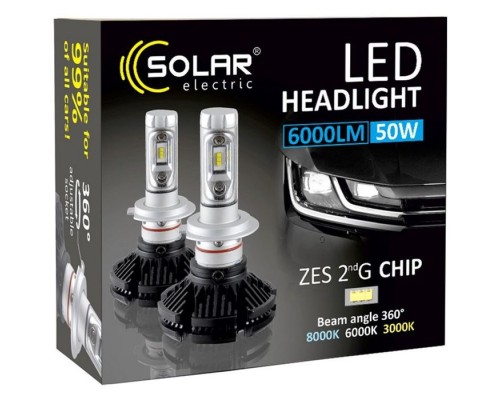 Автолампа SOLAR H4 12/24V 6000Lm 50W ZES Chip (8804) Автолампа SOLAR H4 12/24V 6000Lm 50W ZES Chip (8804)