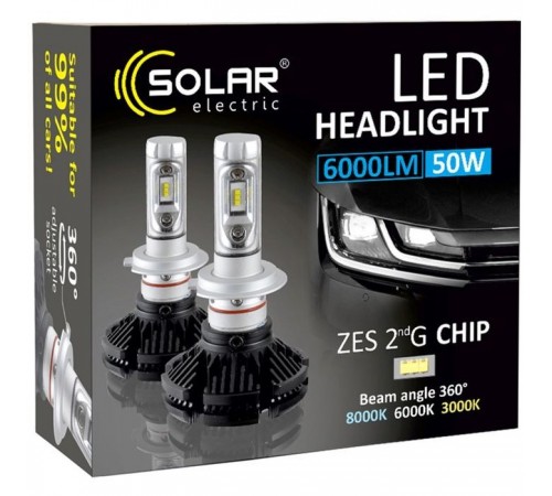 Автолампа SOLAR H4 12/24V 6000Lm 50W ZES Chip (8804) Автолампа SOLAR H4 12/24V 6000Lm 50W ZES Chip (8804)