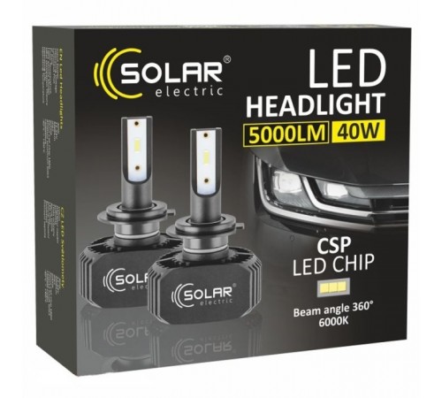 Автолампа SOLAR H7 LED 12/24V 40W 5000Lm 6000K, CSP1860 (8207) Автолампа SOLAR H7 LED 12/24V 40W 5000Lm 6000K, CSP1860 (8207)