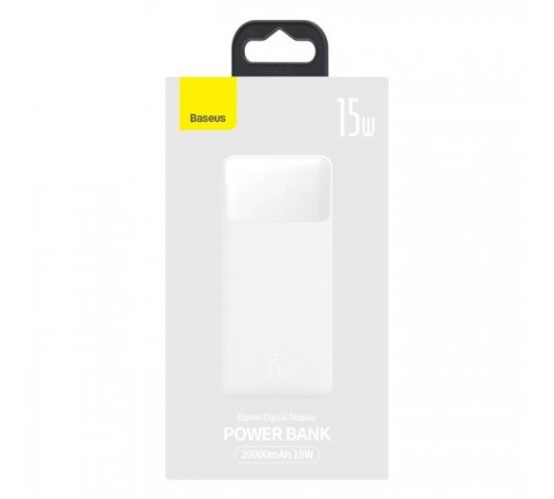 Батарея универсальная Baseus Bipow 20000mAh, 15W, USB-C/3A, 2*USB-A/3A(max.), +cable, white (PPBD050102) Батарея универсальная Baseus Bipow 20000mAh, 15W, USB-C/3A, 2*USB-A/3A(max.), +cable, white (PPBD050102)
