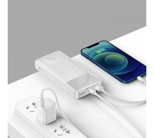 Батарея универсальная Baseus Bipow 20000mAh, 15W, USB-C/3A, 2*USB-A/3A(max.), +cable, white (PPBD050102) Батарея универсальная Baseus Bipow 20000mAh, 15W, USB-C/3A, 2*USB-A/3A(max.), +cable, white (PPBD050102)