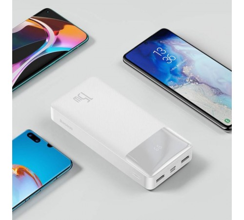 Батарея универсальная Baseus Bipow 20000mAh, 15W, USB-C/3A, 2*USB-A/3A(max.), +cable, white (PPBD050102) Батарея универсальная Baseus Bipow 20000mAh, 15W, USB-C/3A, 2*USB-A/3A(max.), +cable, white (PPBD050102)