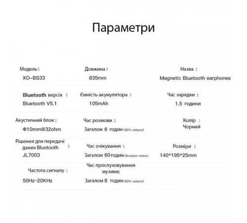 Наушники XO BS33 Sport Black (XO-BS33-BK) Наушники XO BS33 Sport Black (XO-BS33-BK)