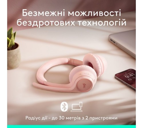 Навушники Logitech Zone 300 Bluetooth Rose (981-001412) Навушники Logitech Zone 300 Bluetooth Rose (981-001412)