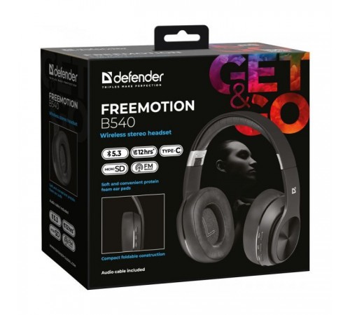 Наушники Defender FreeMotion B540 Bluetooth Black (63540) Наушники Defender FreeMotion B540 Bluetooth Black (63540)