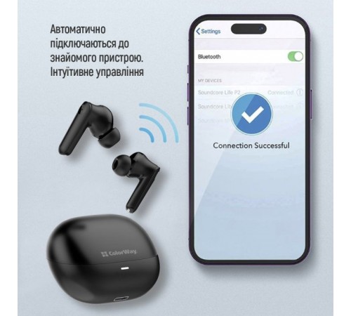 Наушники ColorWay Slim TWS-1 Earbuds Long Life Black (CW-TWS1BK1) Наушники ColorWay Slim TWS-1 Earbuds Long Life Black (CW-TWS1BK1)