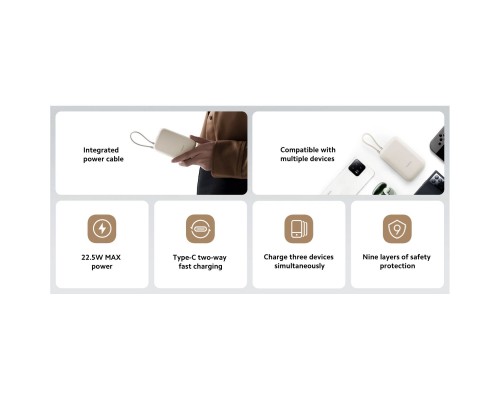 Батарея універсальна Xiaomi 10000mAh 22.5W, Integrated Cable, beige (BHR9072GL) Батарея універсальна Xiaomi 10000mAh 22.5W, Integrated Cable, beige (BHR9072GL)