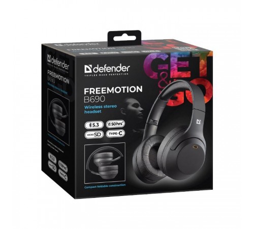 Наушники Defender FreeMotion B690 Bluetooth Black (63690) Наушники Defender FreeMotion B690 Bluetooth Black (63690)