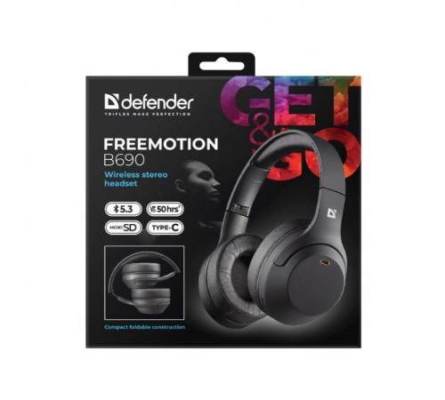 Наушники Defender FreeMotion B690 Bluetooth Black (63690) Наушники Defender FreeMotion B690 Bluetooth Black (63690)