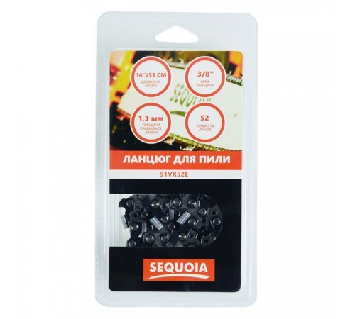 Цепь SEQUOIA 3/8", 1.3 мм, 52 ланока, 14"/35 см (91VX52E) Цепь SEQUOIA 3/8", 1.3 мм, 52 ланока, 14"/35 см (91VX52E)