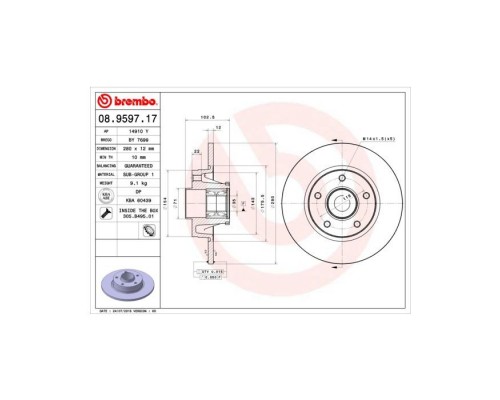 Гальмівний диск Brembo 08.9597.17