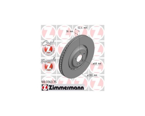 Тормозной диск ZIMMERMANN 100.3363.75 Тормозной диск ZIMMERMANN 100.3363.75