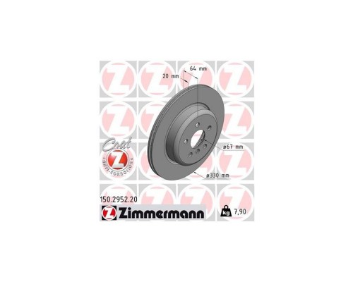 Тормозной диск ZIMMERMANN 150.2952.20 Тормозной диск ZIMMERMANN 150.2952.20