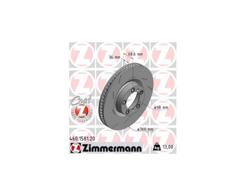 Гальмівний диск ZIMMERMANN 460.1581.20 Гальмівний диск ZIMMERMANN 460.1581.20