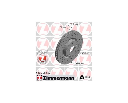 Тормозной диск ZIMMERMANN 530.2467.52 Тормозной диск ZIMMERMANN 530.2467.52